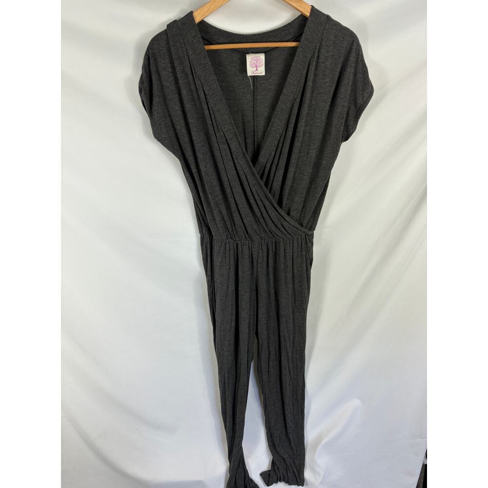 Freeloader Dark Grey V Neck Cap Sleeve slouchy Jumpsuit Size Small